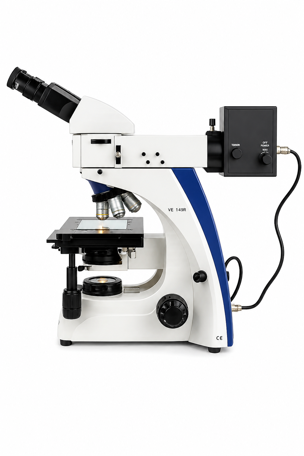 Velab Microscopio metalográfico vertical (Avanzado) Objetivos: 5x, 10x, 20x y 50x de larga distancia de trabajo. Uso metalúrgico.