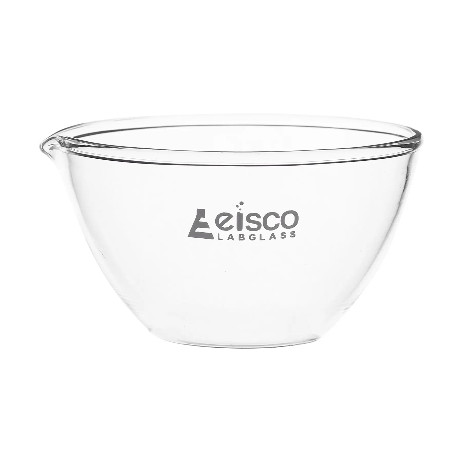 Capsula de evaporación: de 250 ml vidrio de borosilicato de 3" (76 mm) de diámetro, fondo plano con pico - Eisco Labs