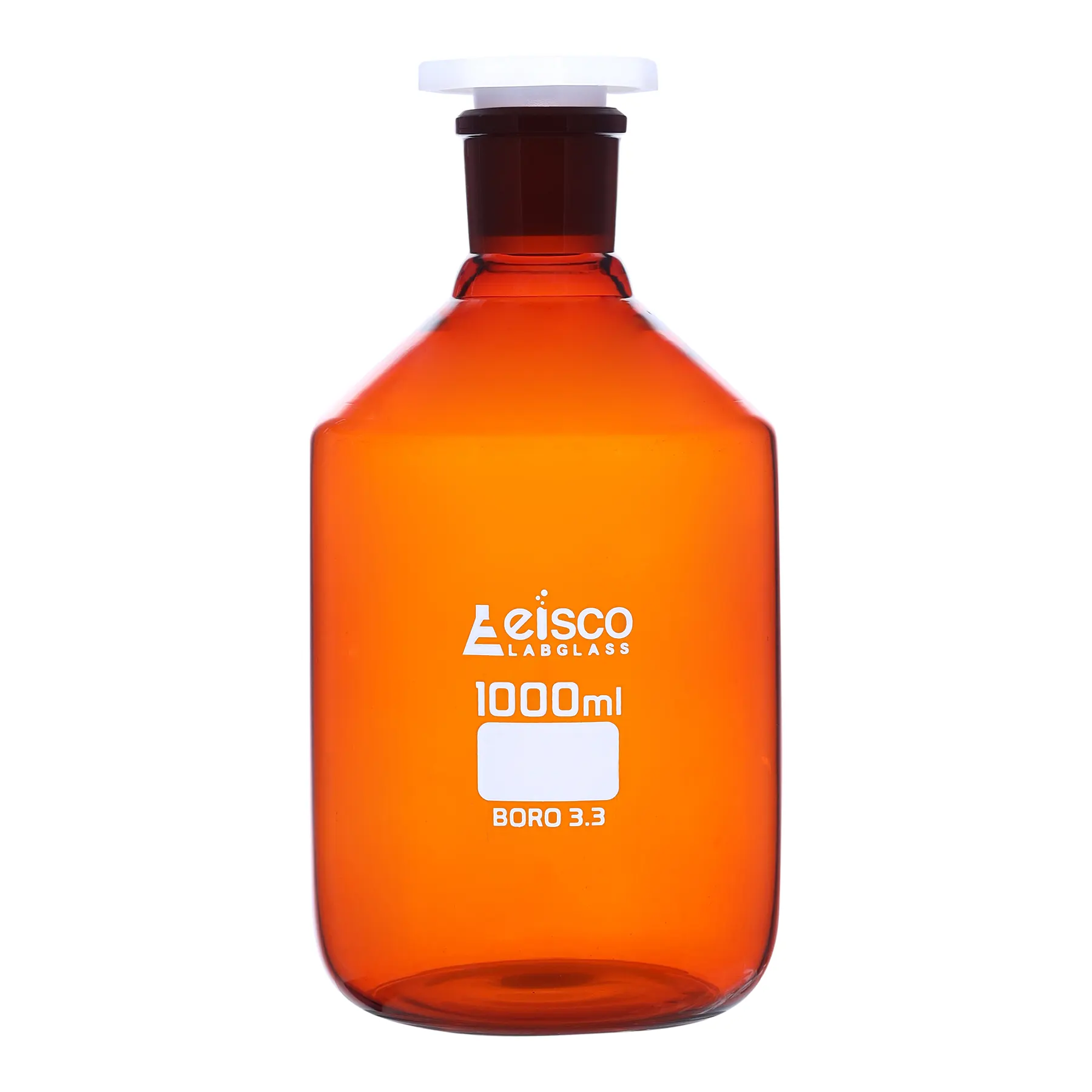 Bottle Reagent, Amber colour, narrow mouth with acid proof polypropylene stopper 1000ml., socket size 29/32