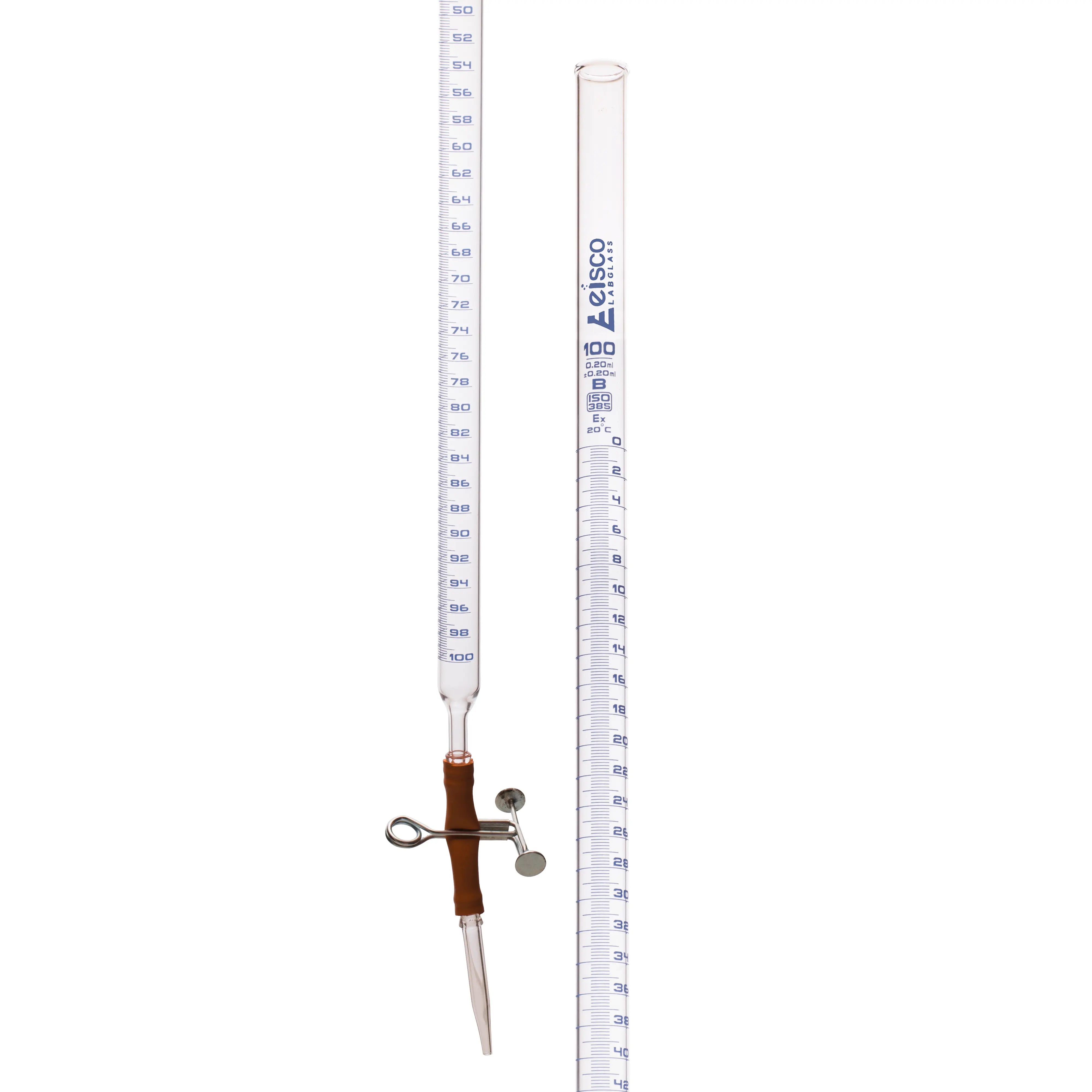 Burettes Glass - Pinch Clip Capacity 100ml Sub. Div.0.20ml Tolerance ± 0.20ml, class-B