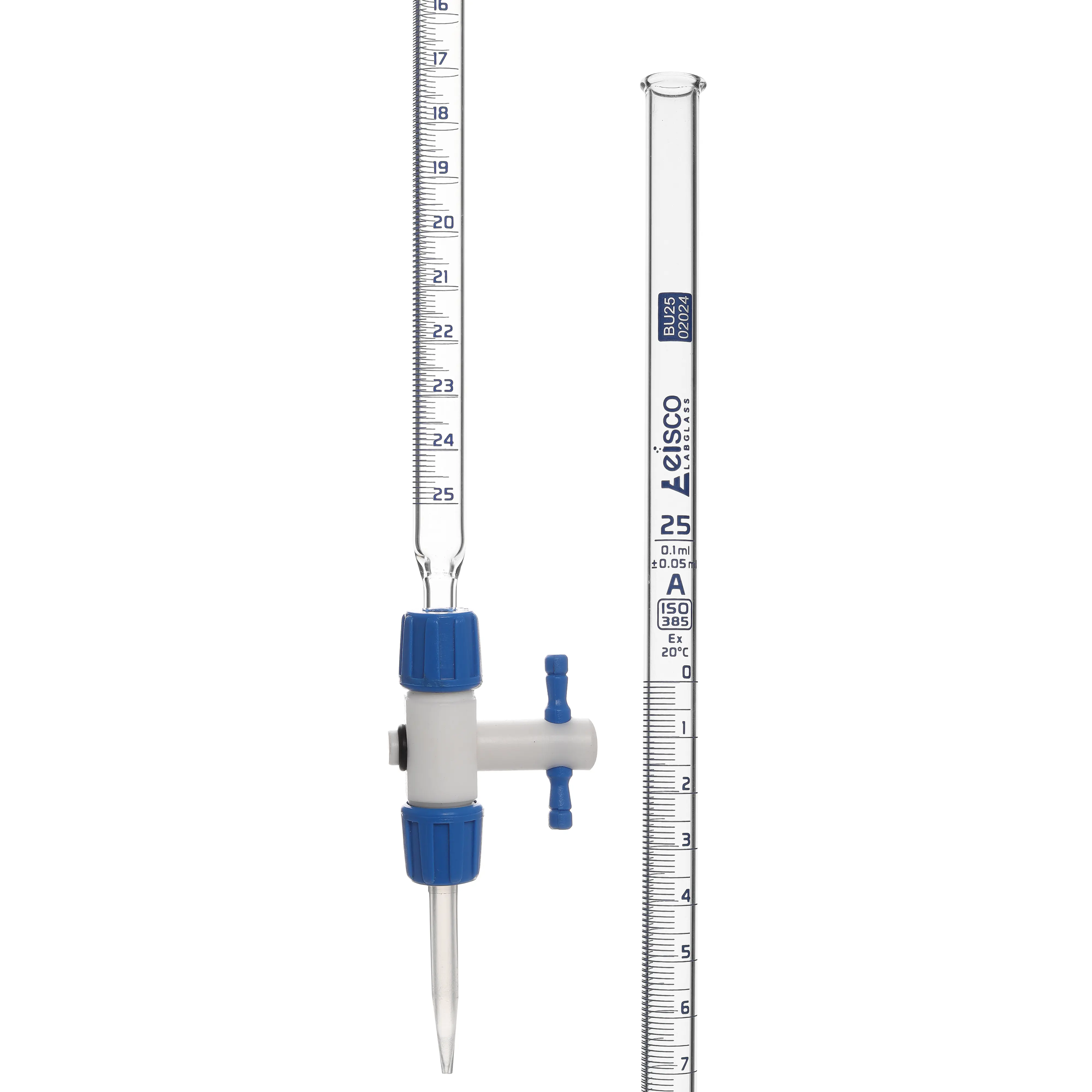 Burettes - Modular, PTFE stopcock, capacity 50ml, Sub. Div. 0.10ml Tolerance ± 0.05ml, class 'A'