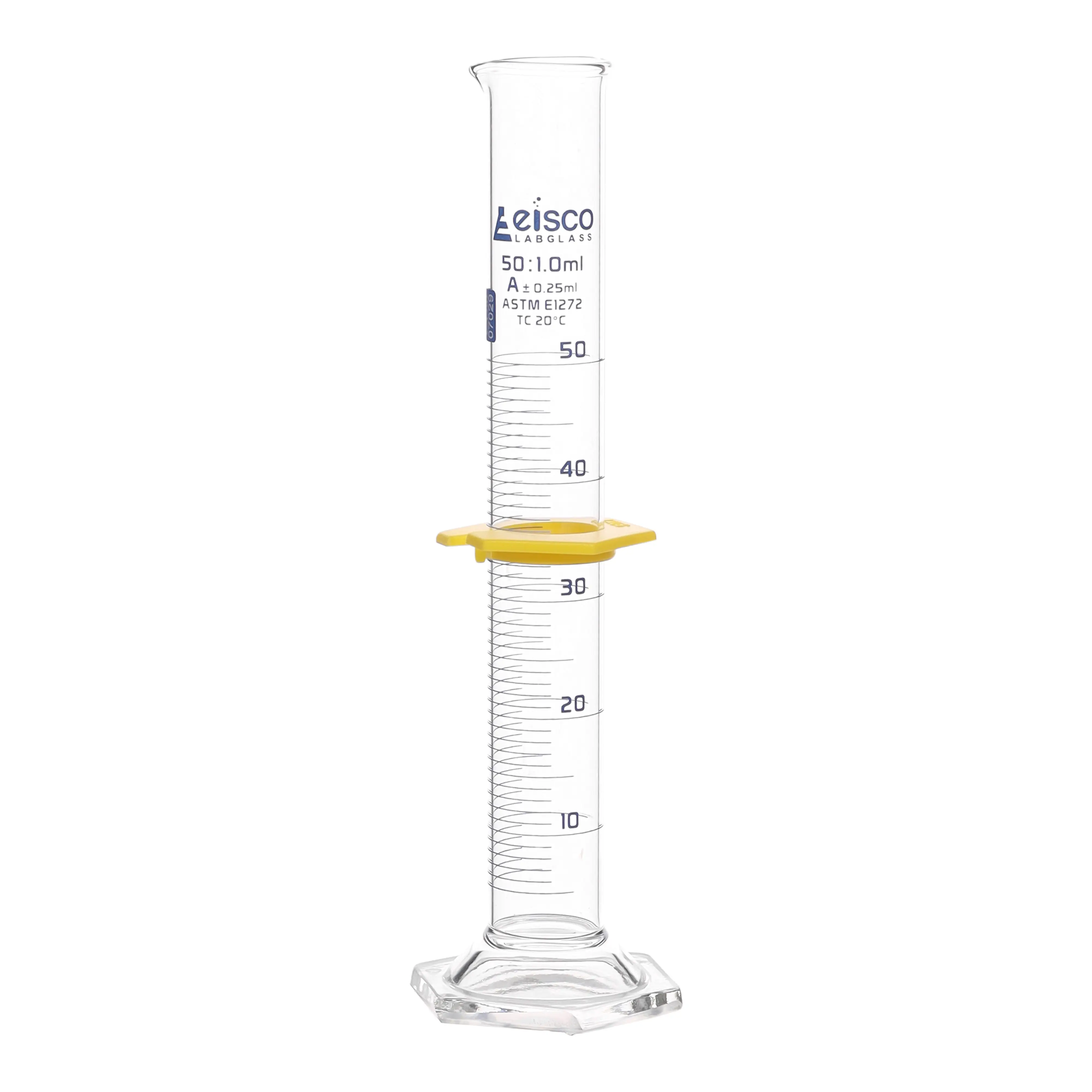 Probeta graduado, 250 ml, clase A, ASTM, azul, graduaciones de 2 ml, vidrio de borosilicato, Eisco Labs