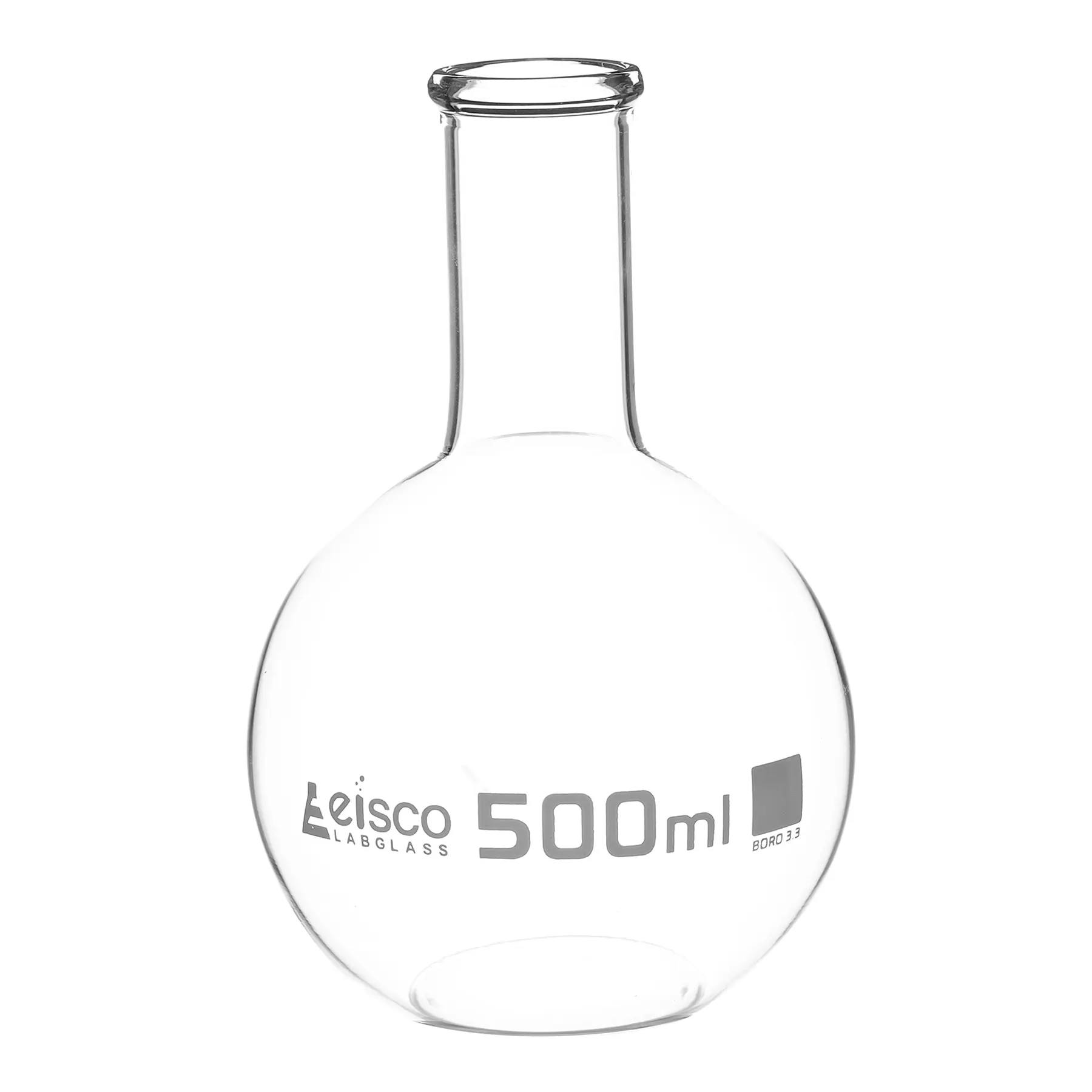 Flask Boiling - Florence, flat bottom, narrow neck with beaded rim 500ml, borosilicate glass