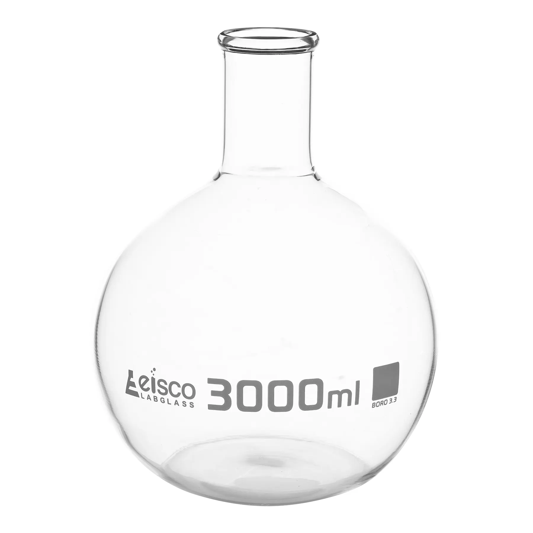 Flask Boiling - Florence, flat bottom, narrow neck with beaded rim 3000ml, borosilicate glass
