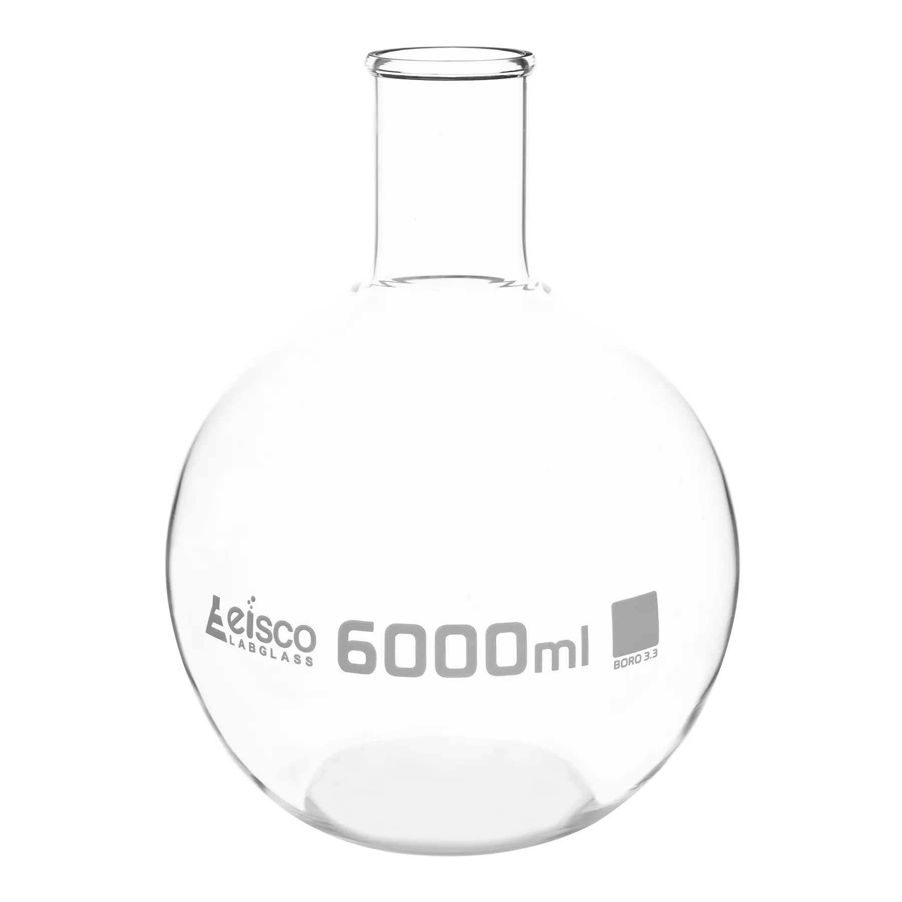 Flask Boiling - Florence, flat bottom, narrow neck with beaded rim 6000ml, borosilicate glass