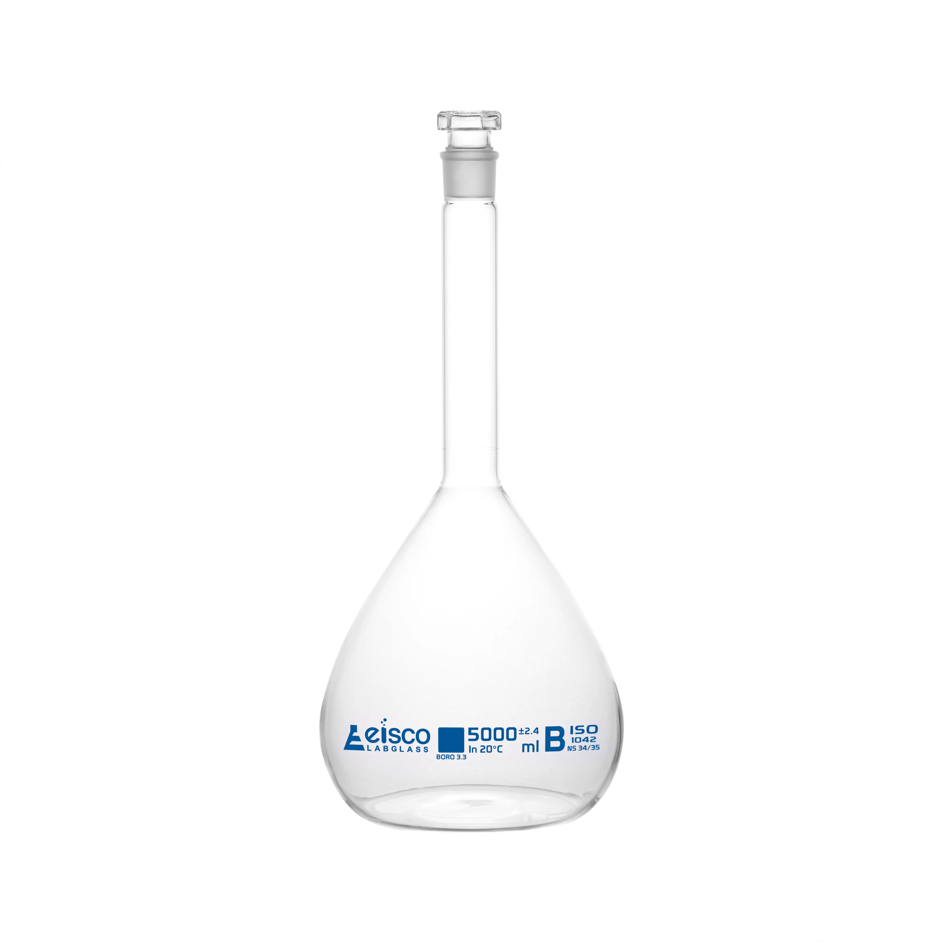 Flasks Volumetric with Hollow Stopper Class - B, cap. 25ml, Hex. Hollow Stopper, borosilicate glass, Blue Printing