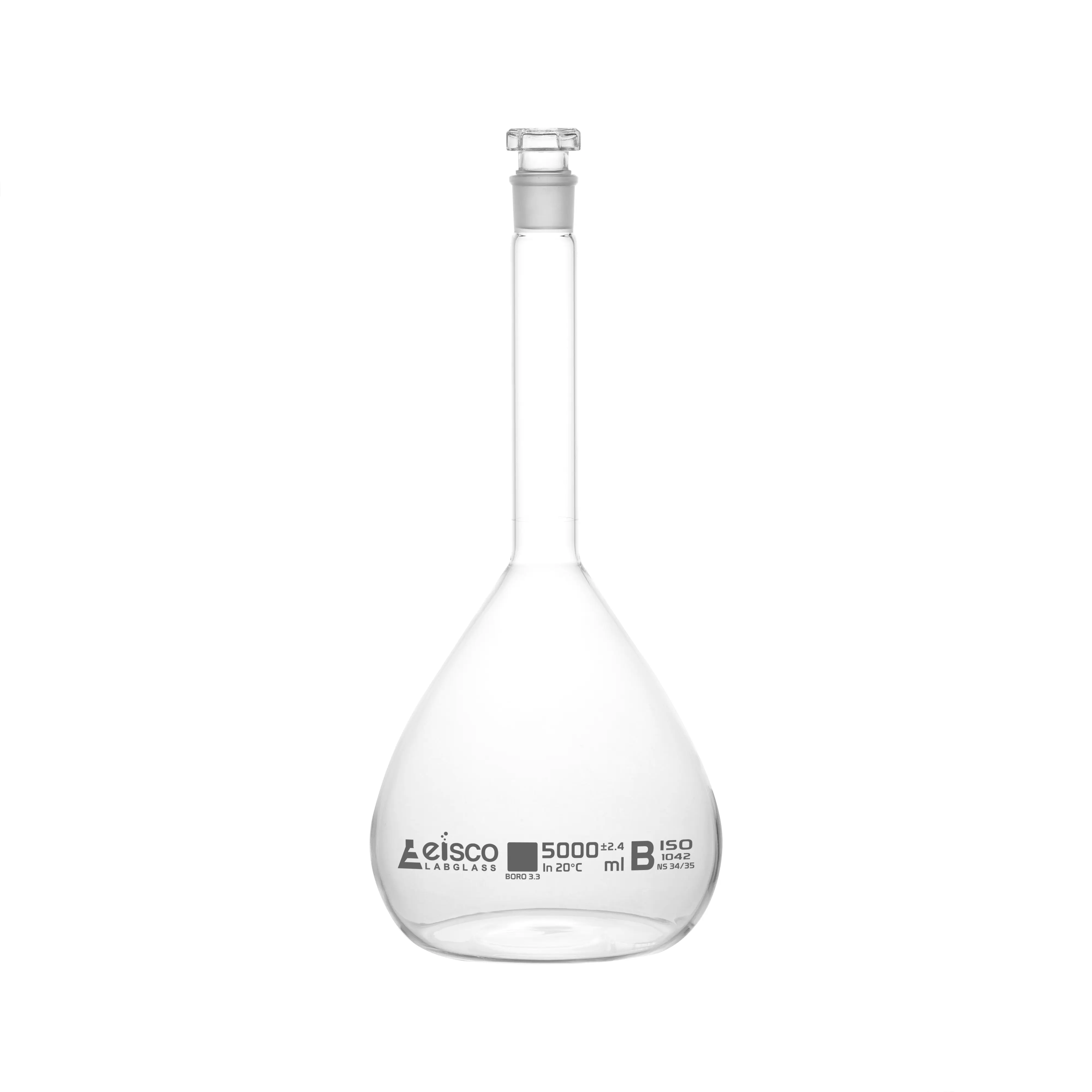 Flasks Volumetric with Hollow Stopper Class - B, cap. 50ml, Hex. Hollow Stopper, borosilicate glass, White Printing