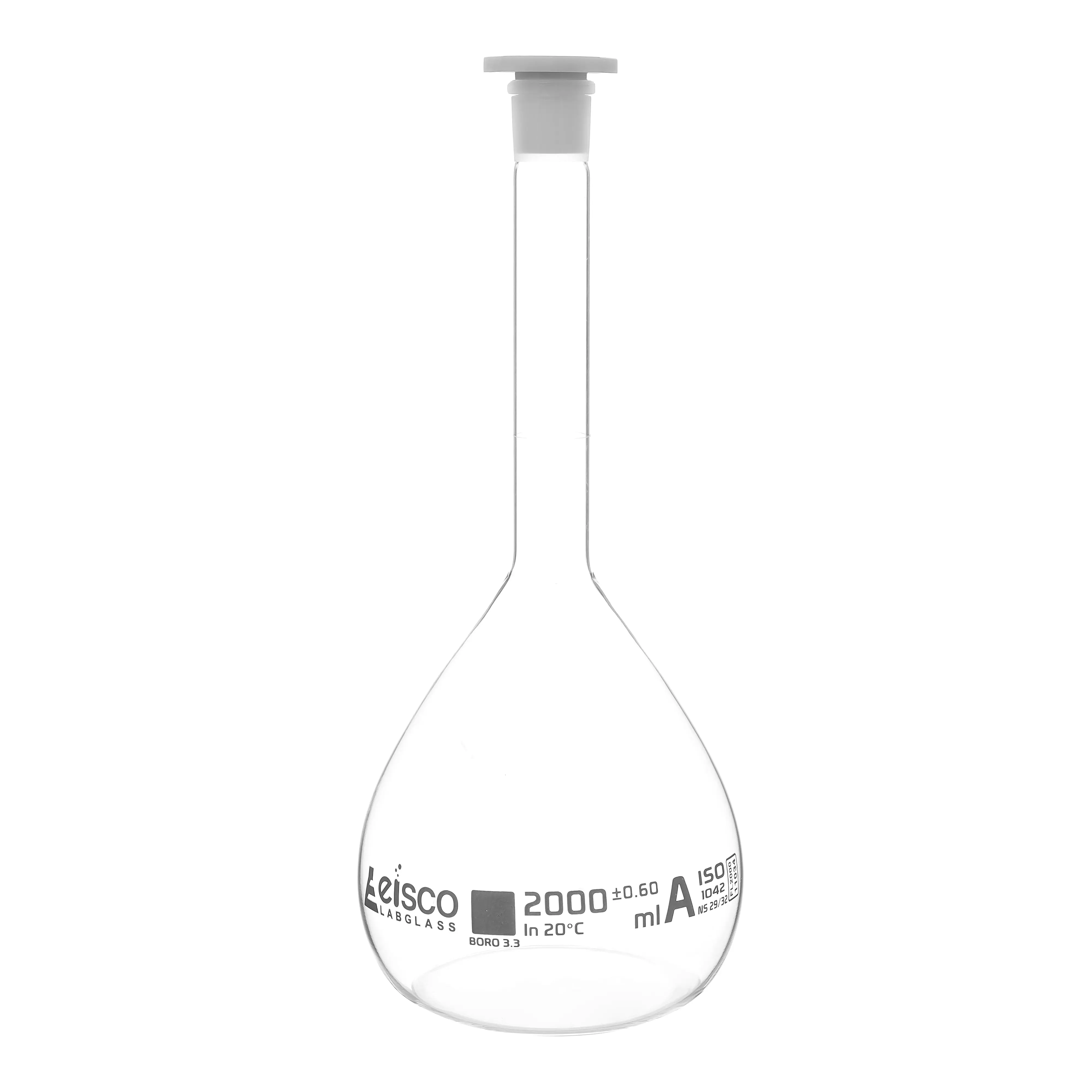 Flask Volumetric class 'A', cap. 5000ml, socket size 34/35, borosilicate glass, White Printing