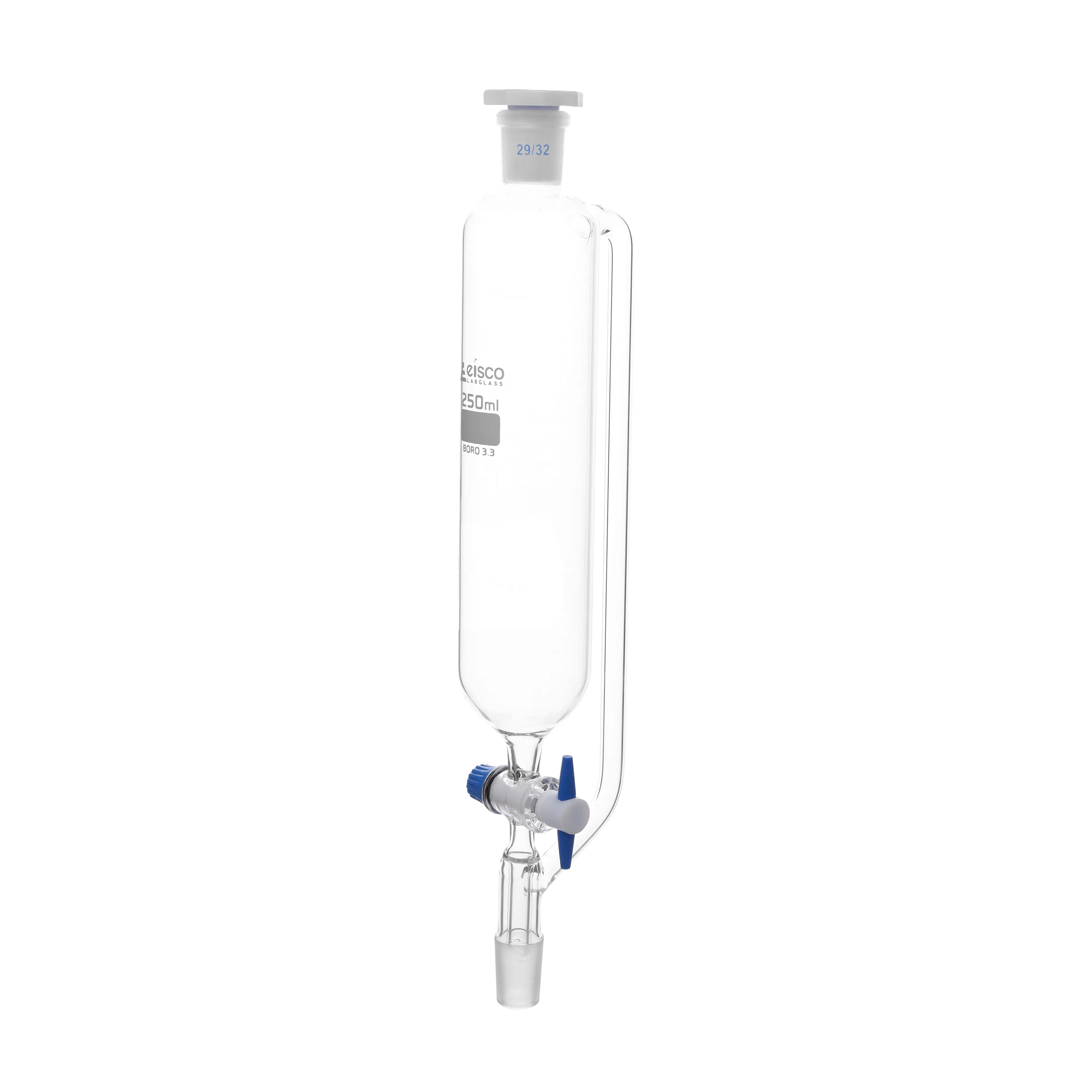Funnel Dropping-Cylindrical -Pressure Equalising PTFE Key Stopcock Un-Graduated 250 ml Socket Size 29/32