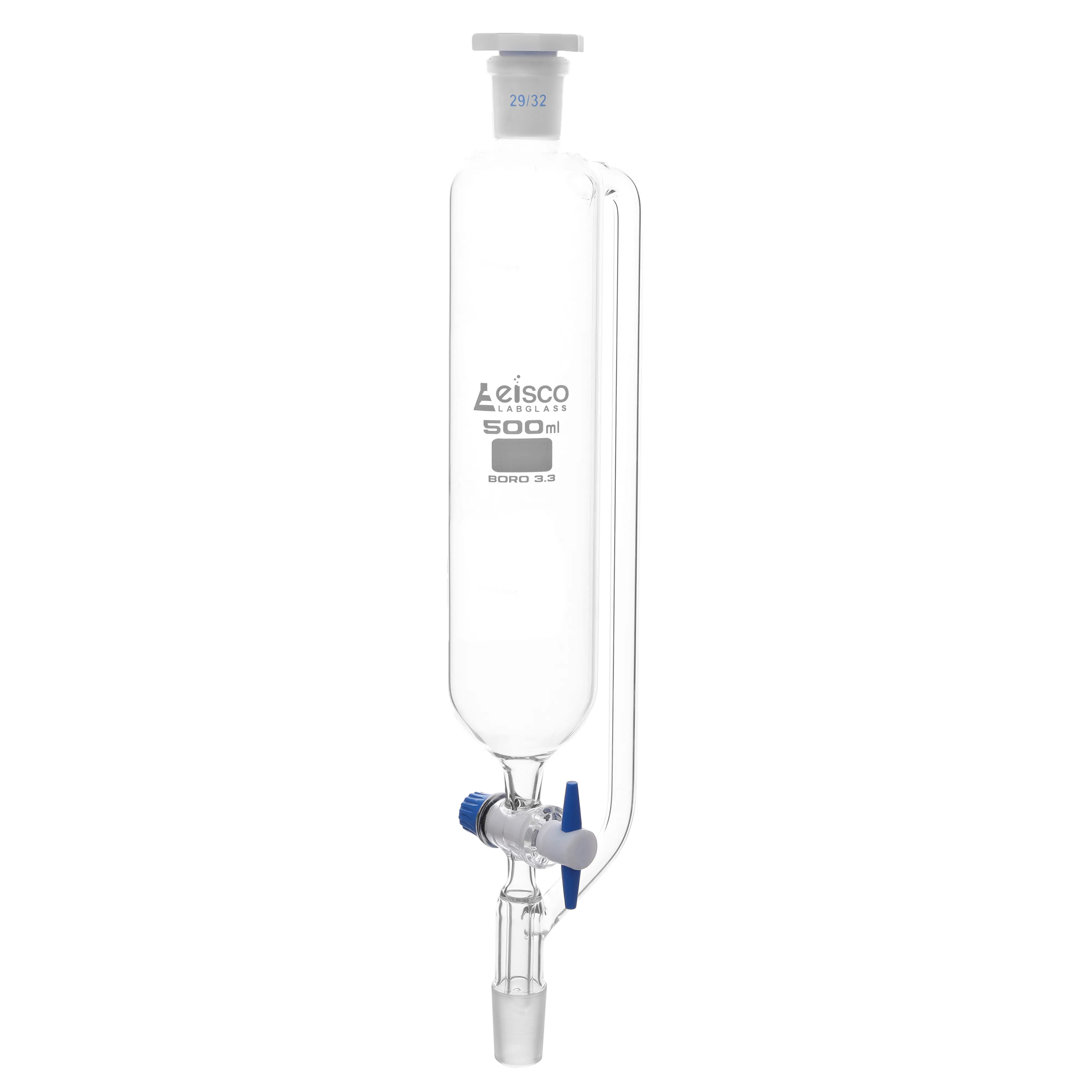 Funnel Dropping-Cylindrical -Pressure Equalising PTFE Key Stopcock Un-Graduated 500 ml Socket Size 29/32