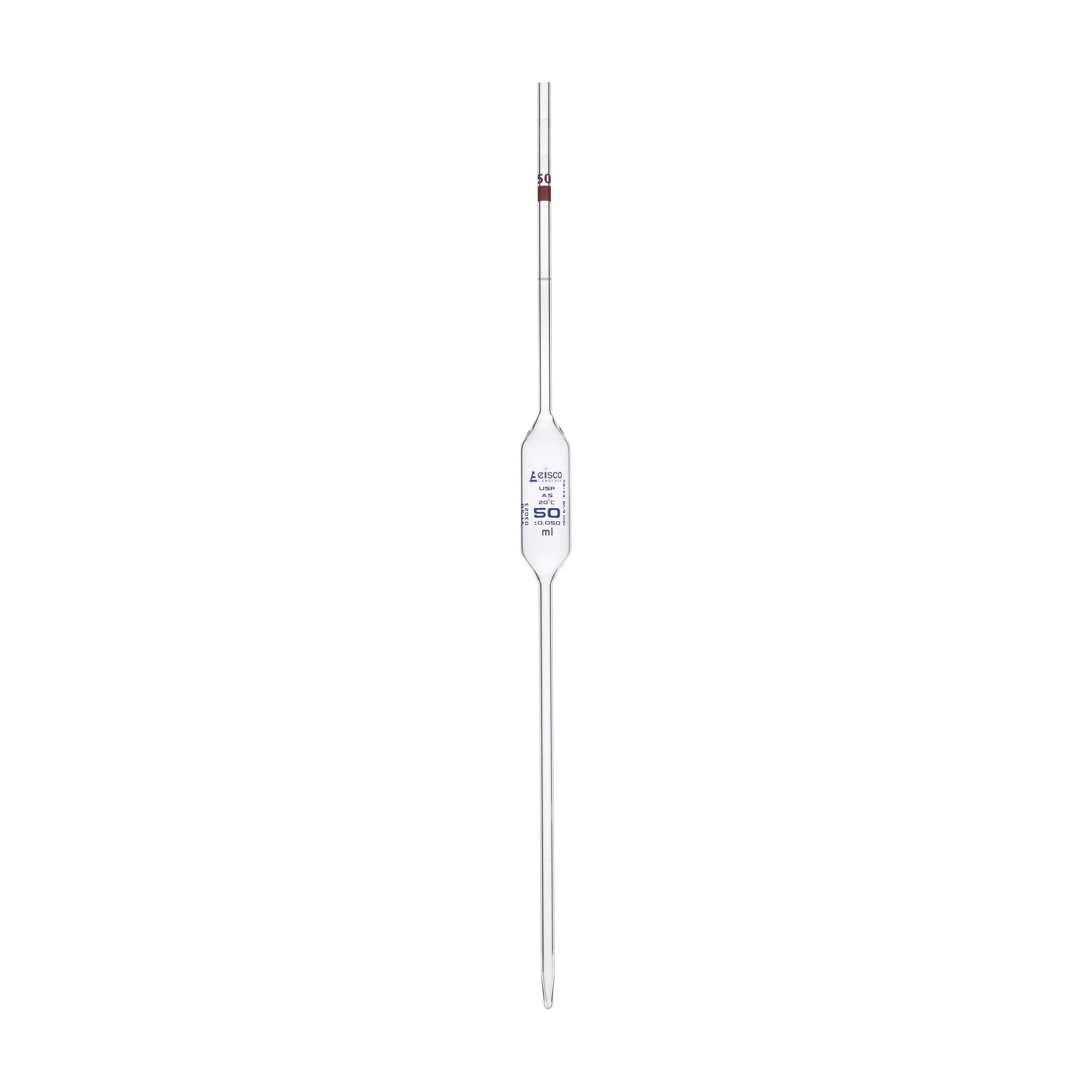Pipette class 'A' 100.0ml, Borosilicate glass, Blue Printing bulb form. USP certified