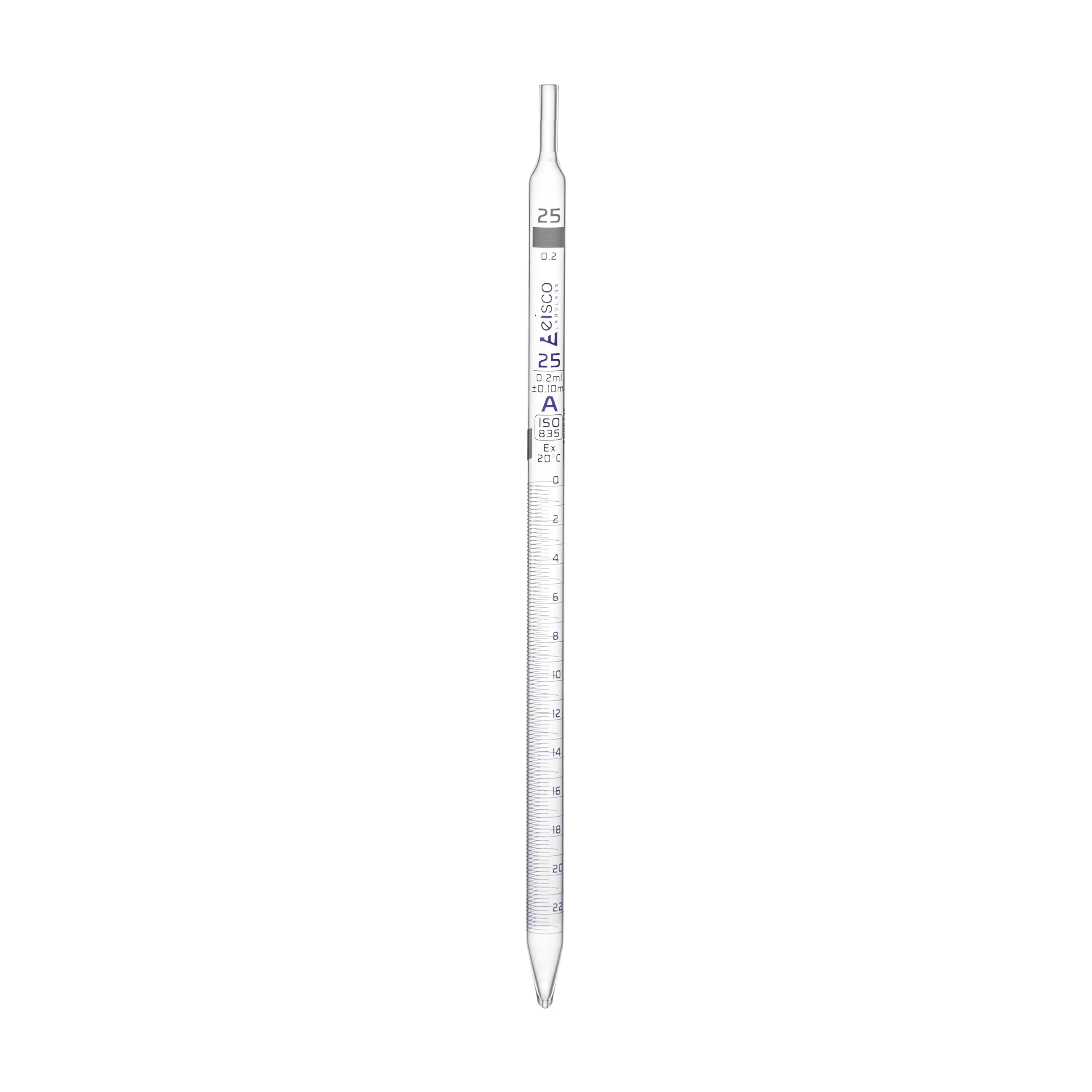 Pipette Serological class 'A' with individual work certificate, 25.0ml, Yellow, Blue Printing