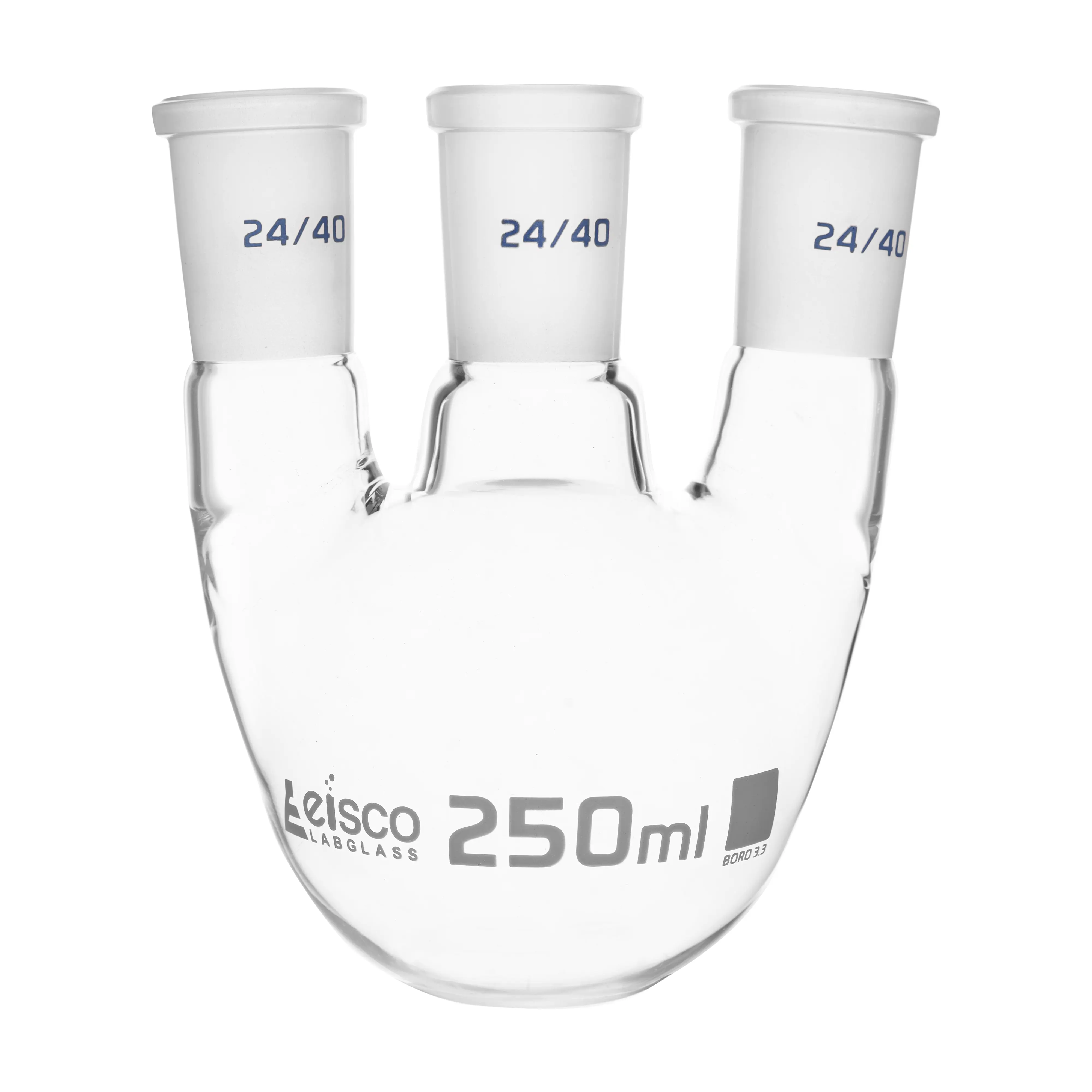 Flasks - Distilling Round Bottom with Two Necks,Angled - ASTM, Capacity 250ml,14/20,14/20