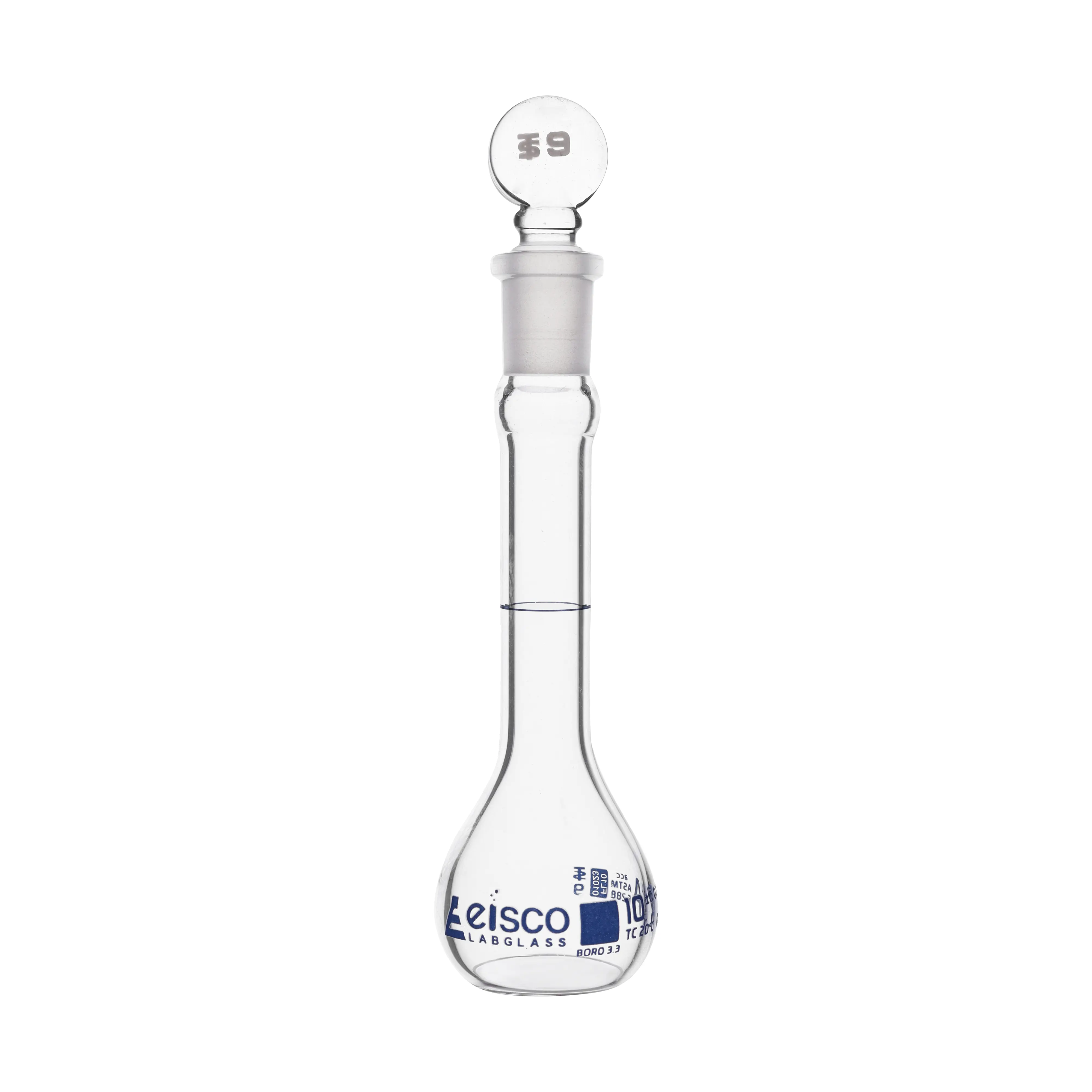 Flasks - Volumetric, Class-A with Solid Glass Stopper and Permanent Blue Ring Mark - ASTM,Capacity,10ml