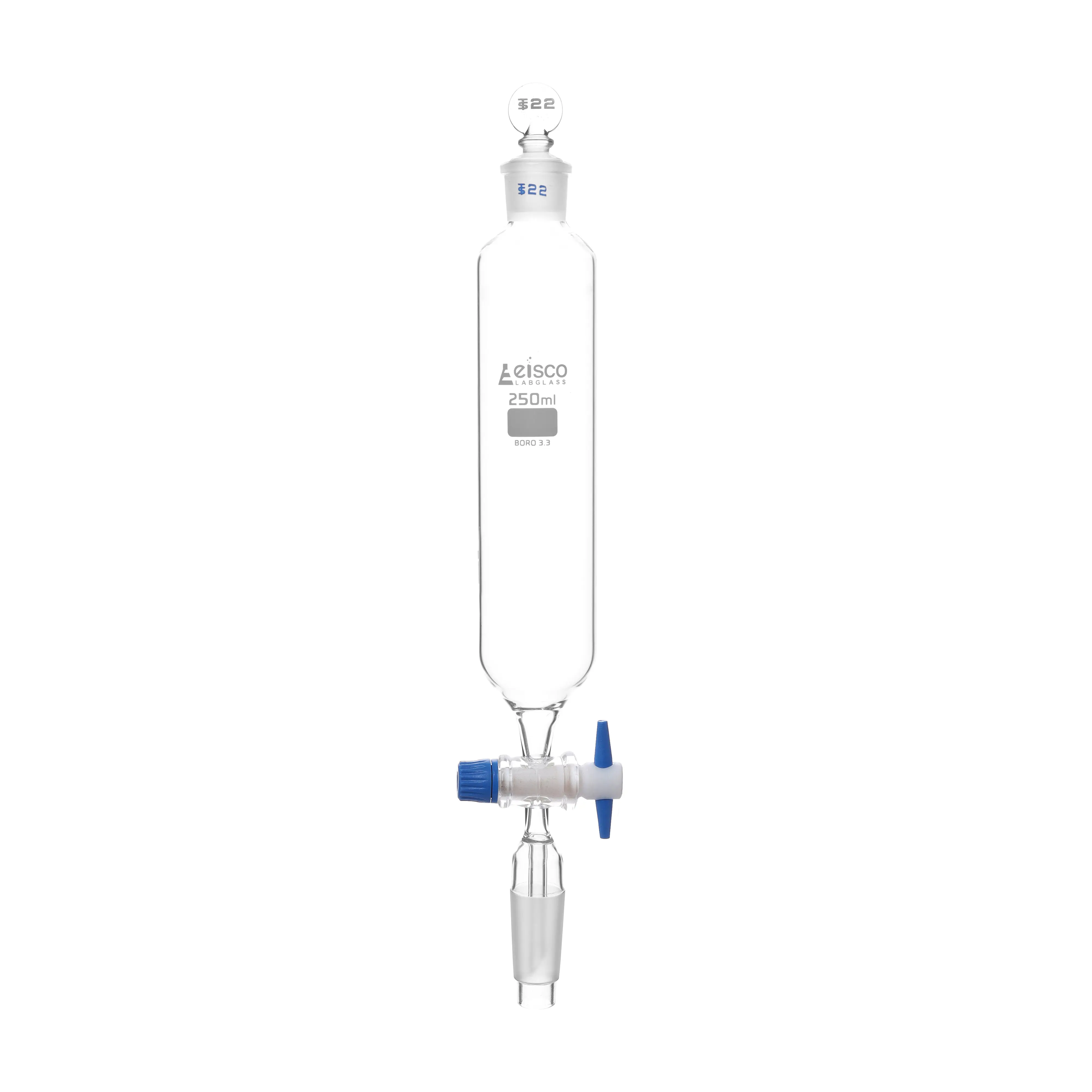 Dropping Funnel - PTFE Key Stopcock, Stem with Cone, plastic Stopper - ASTM, Capacity 500ml,24/40