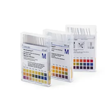 Tiras indicadoras del pH pH 2,5 - 4,5 no destiñen pH 2.5 - 3.0 - 3.3 - 3.6 - 3.9 - 4.2 - 4.5 MColorpHast™ caja con 100 strips