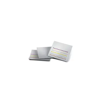Aluminum TLC plates, aluminum oxide coated with flourescent indicator F254. The aluminum oxide TLC plate comes in a quantity of 25 size 20x20 cm for thin layer chromatography applications.