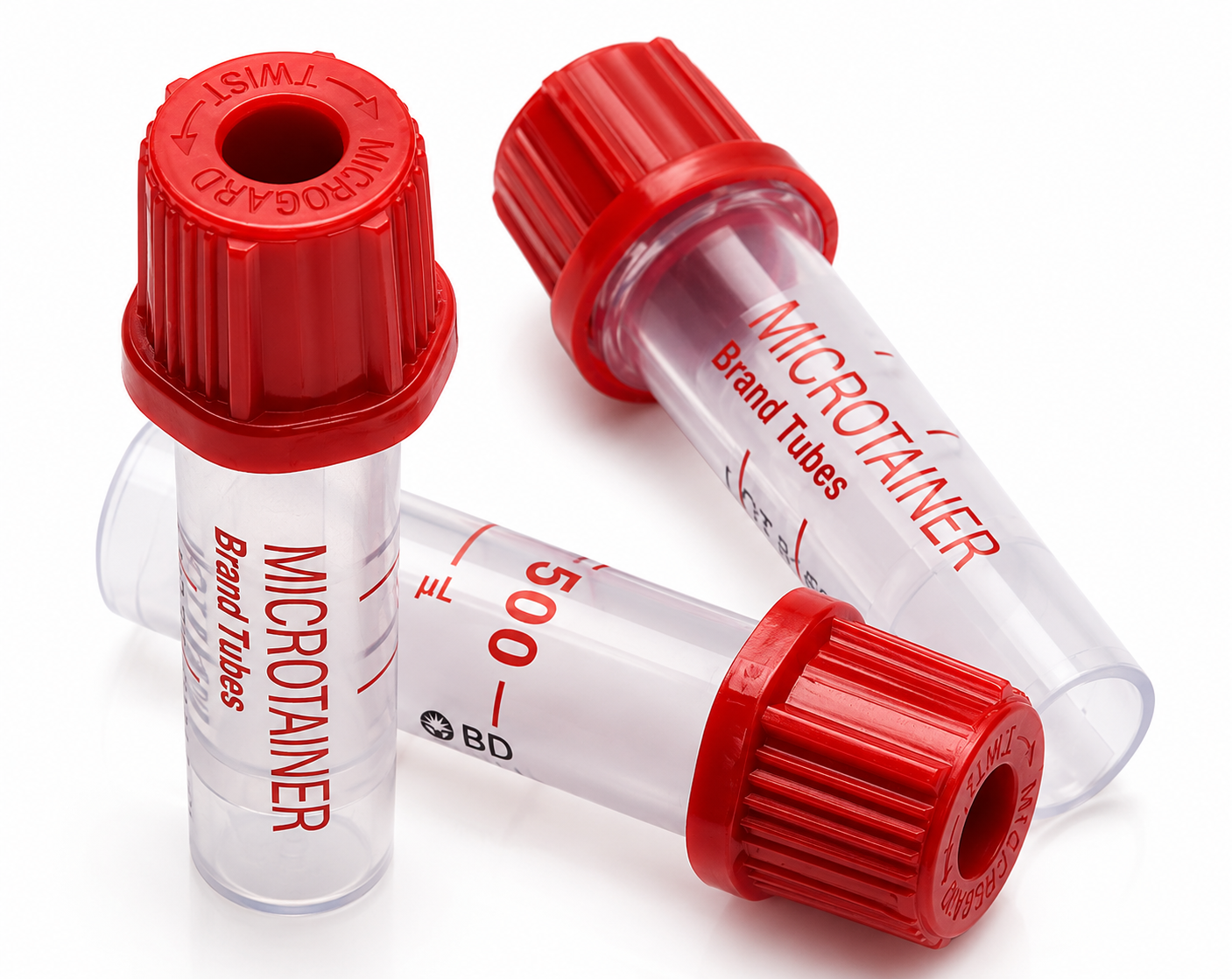 Tubo Microcolección con Microgard, Plano, Tapa Roja, 200 piezas